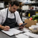 Chef Managing Kitchen Inventory