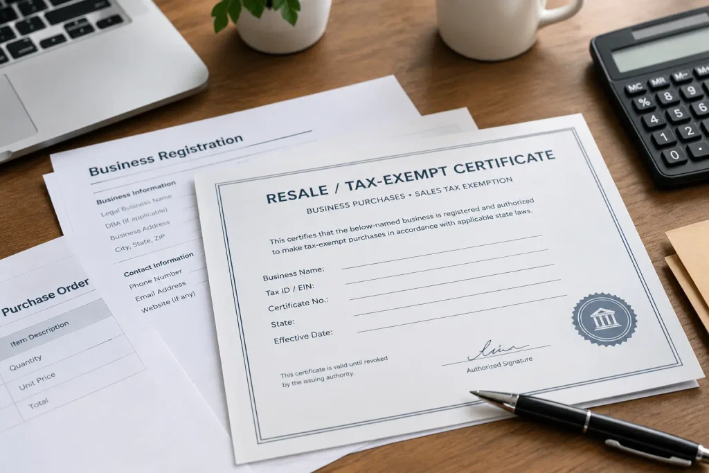 Business documents required to open a wholesale food account