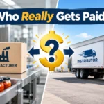 Graphic comparing manufacturer rebates vs. distributor rebates with a dollar sign showing who gets paid